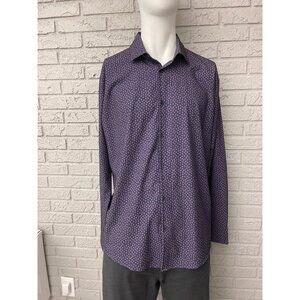 Mizzen + Main Leeward Blue Paisley Button Down Men Dress Shirt Size XL
